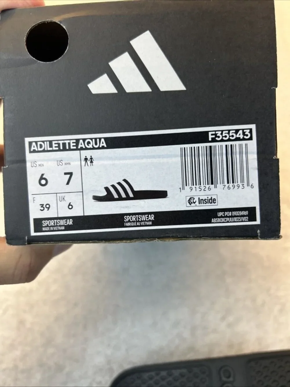 Adidas Adilette Aqua Slides Men 11 Women 12 Black/White Stripes New in Box